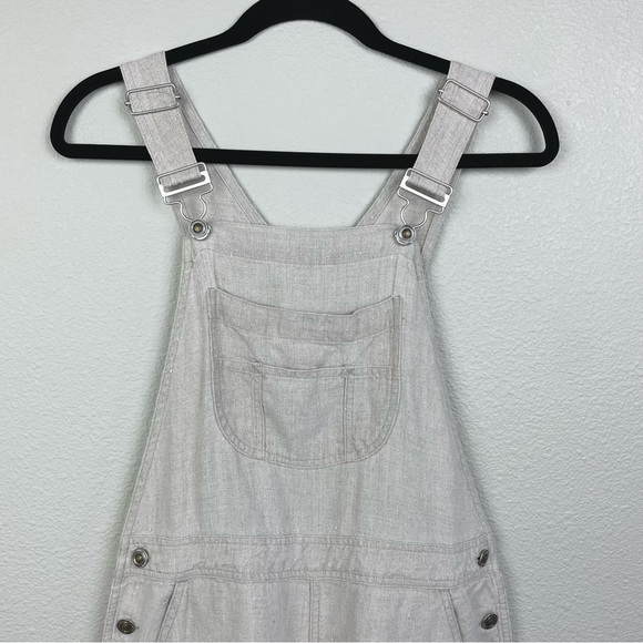 VTG The Territory Ahead Women's Small 100% Linen Tan Cinch Back Overall Shorts - Picture 2 of 16